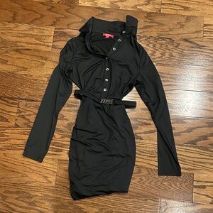 Guess Black Long Sleeve Dress with Belt